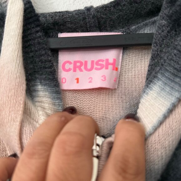 Crush Tie Dye Cashmere Rio Crop Pink Blue Full Zip Hoodie Sweater Womens Size 4 - Picture 6 of 6